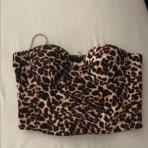 Generation Love Leopard Print Bustier Top - Black, Tan, Cream